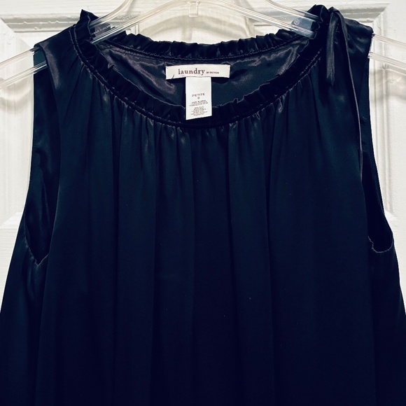 Shiny Black Silk Sleeveless Shift Dress - Picture 1 of 6